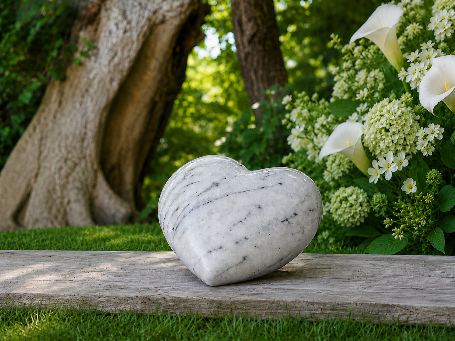 Hand-finished ceramic heart urn